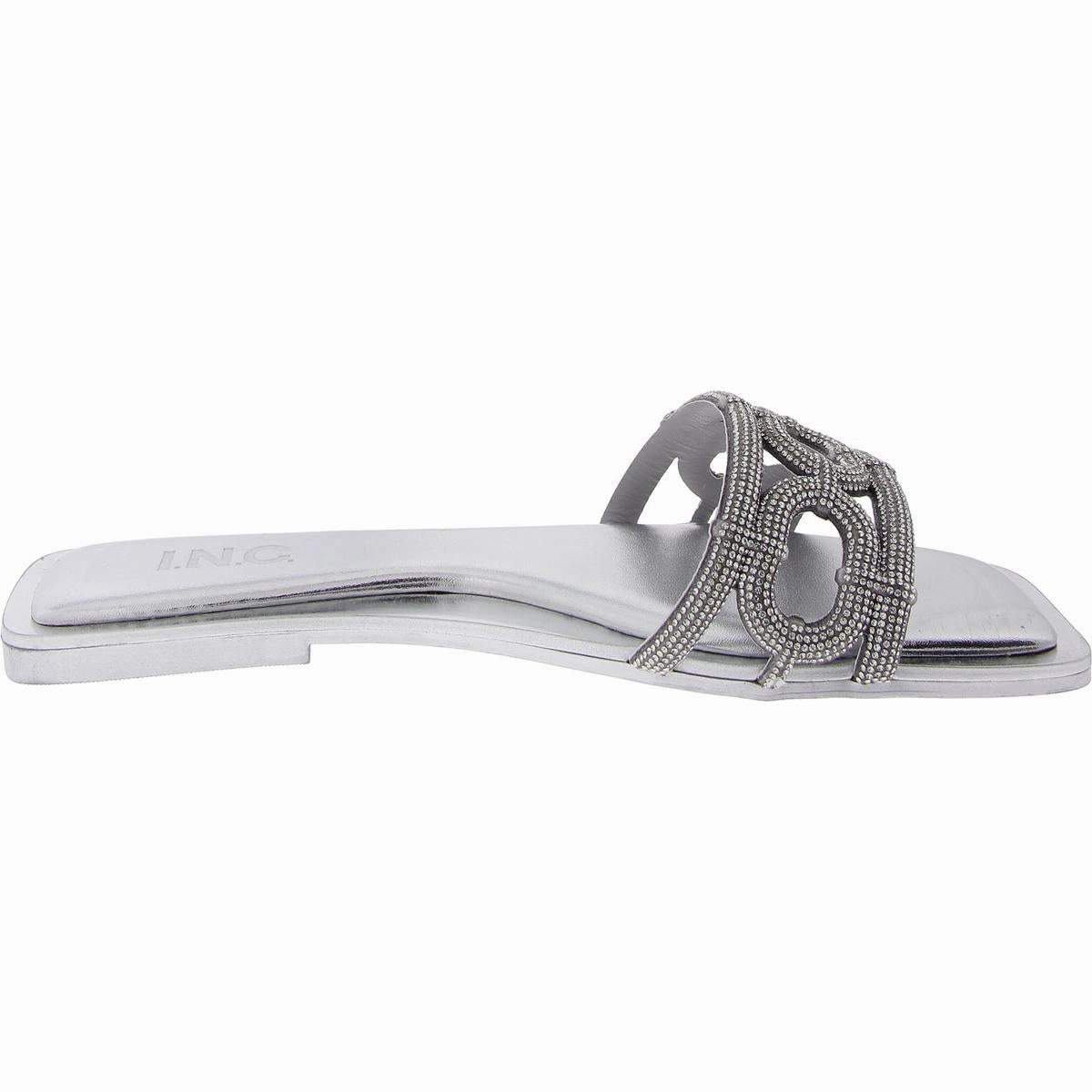 Womens Crystal Open Toe Slide Sandals