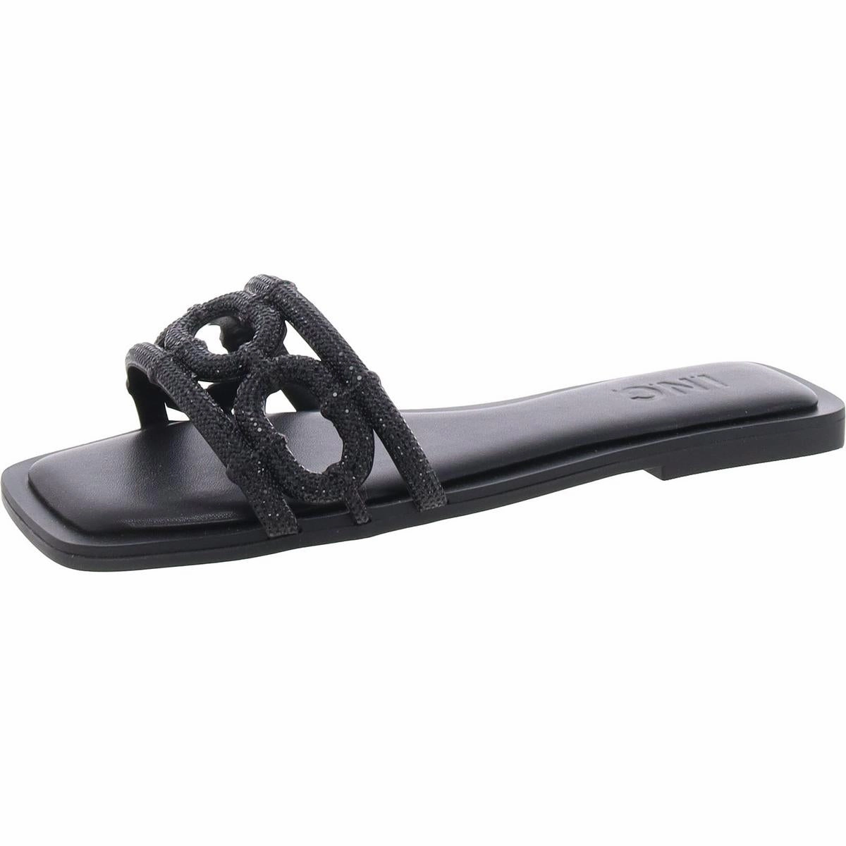 Womens Crystal Open Toe Slide Sandals