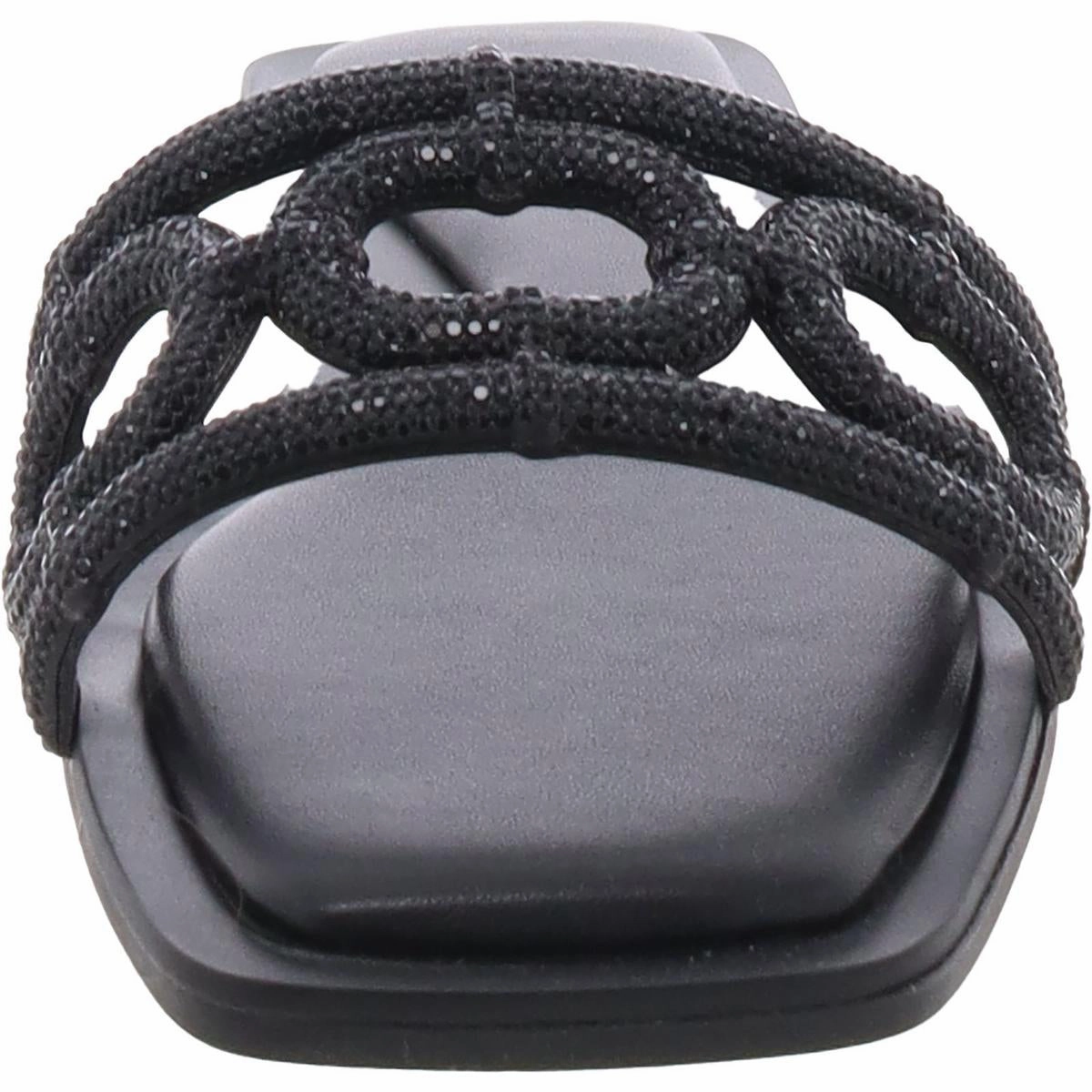 Womens Crystal Open Toe Slide Sandals