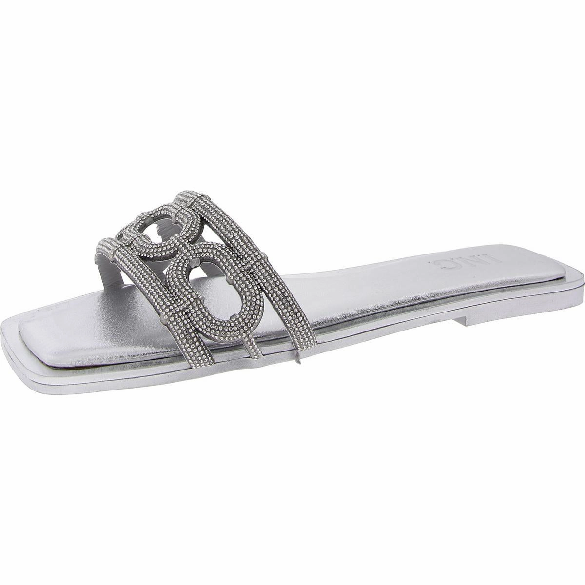 Womens Crystal Open Toe Slide Sandals