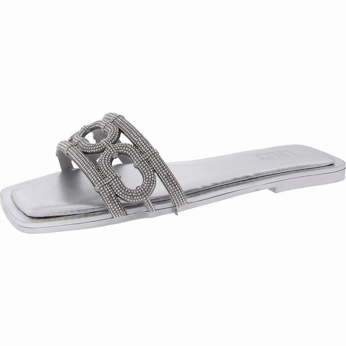 Womens Crystal Open Toe Slide Sandals
