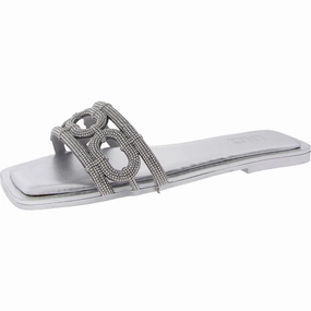 Womens Crystal Open Toe Slide Sandals