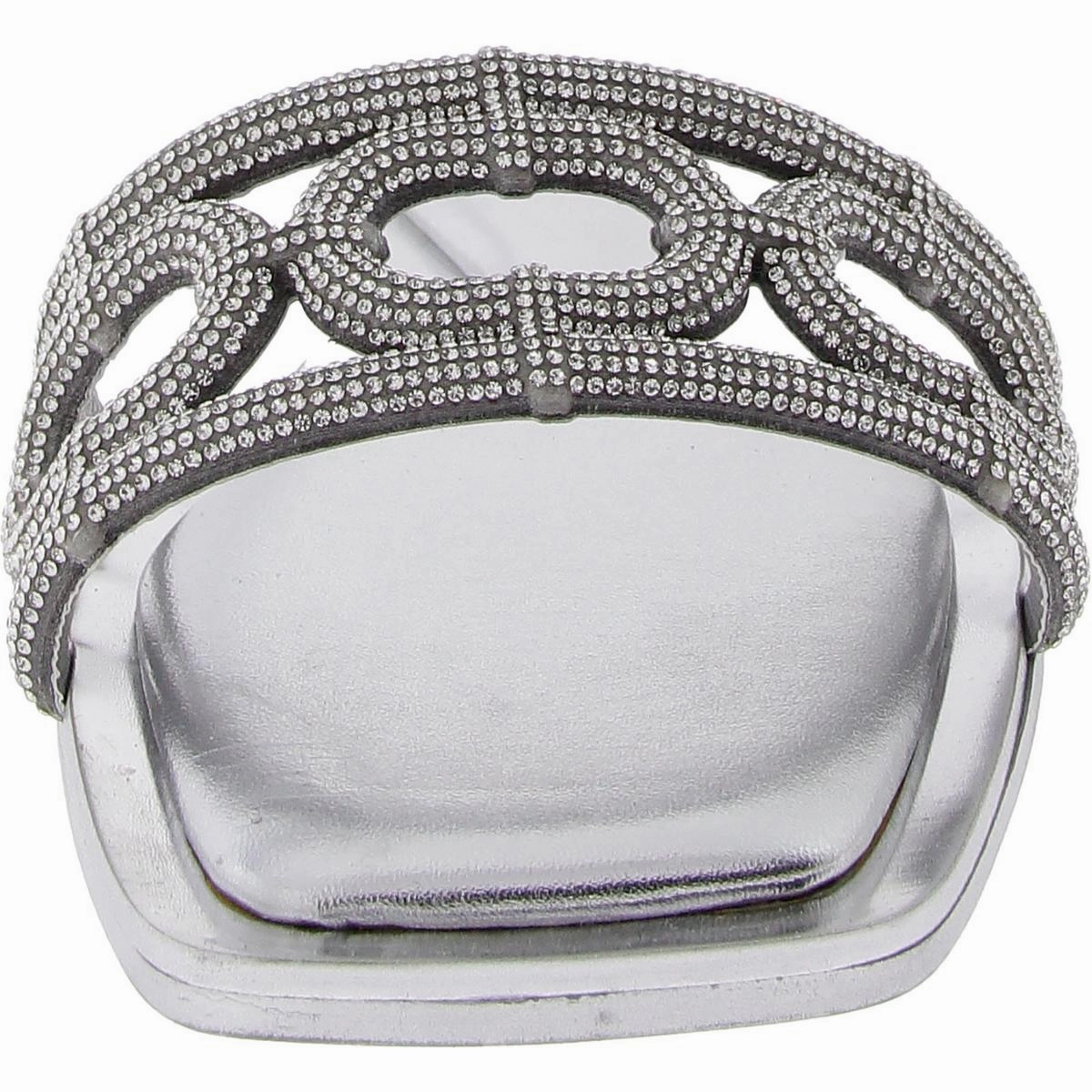 Womens Crystal Open Toe Slide Sandals