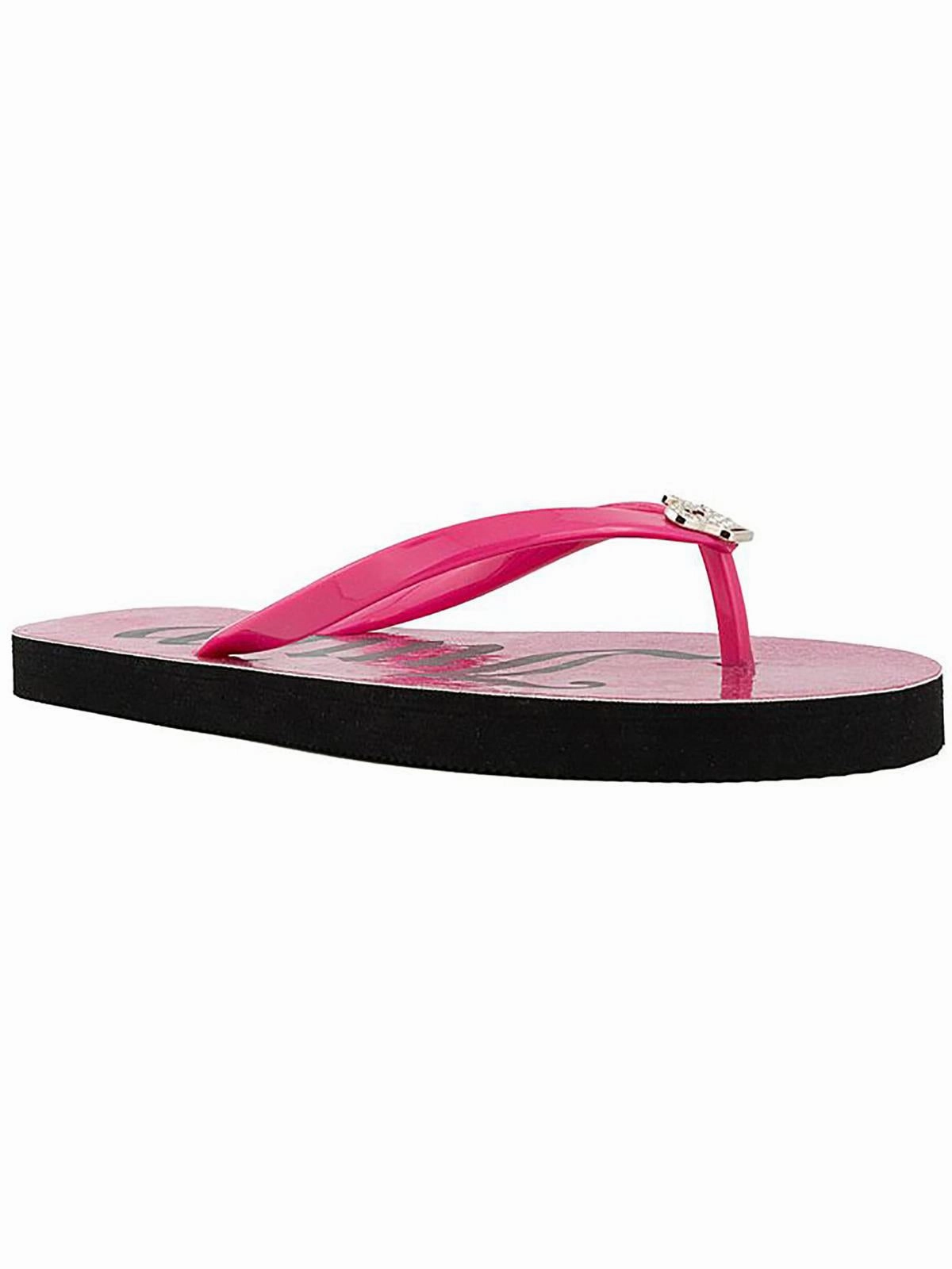 Womens Embellished Logo Flip-Flops