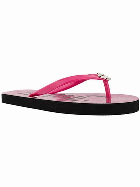 Womens Embellished Logo Flip-Flops