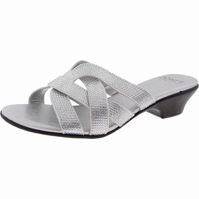 Womens Embellished Manmade Slide Sandals