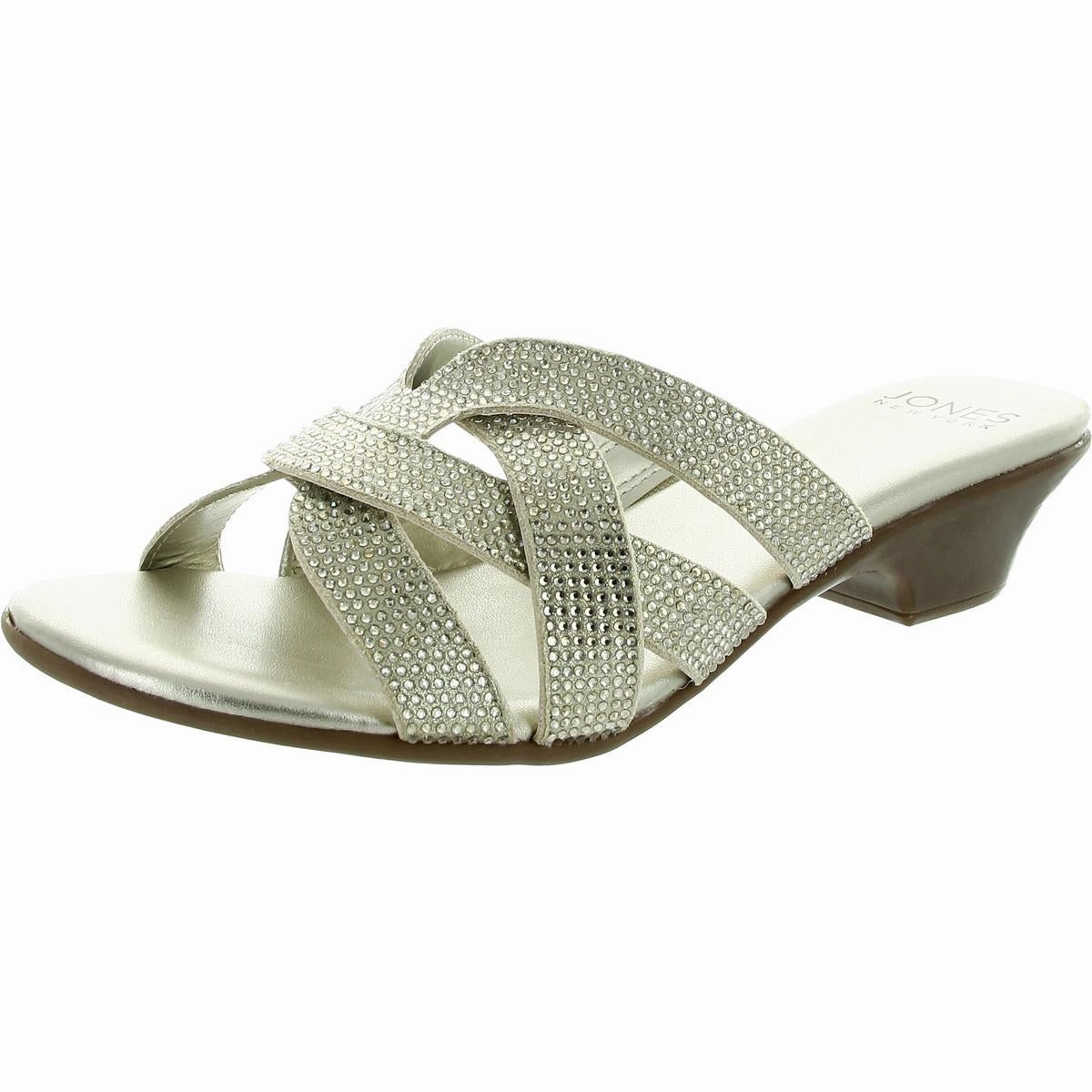 Womens Embellished Manmade Slide Sandals