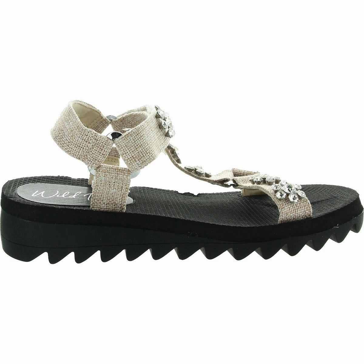 Womens Embellished Woven Platform Sandals