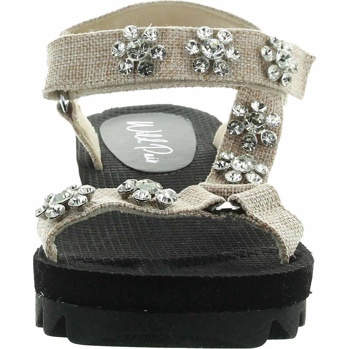 Womens Embellished Woven Platform Sandals