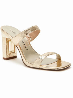 Womens Faux Leather Open Toe Mule Sandals