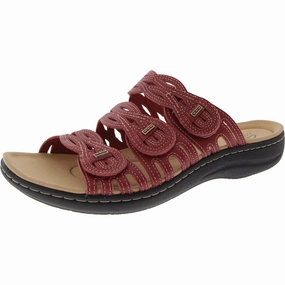 Womens Laser Cut Leather Slide Sandals
