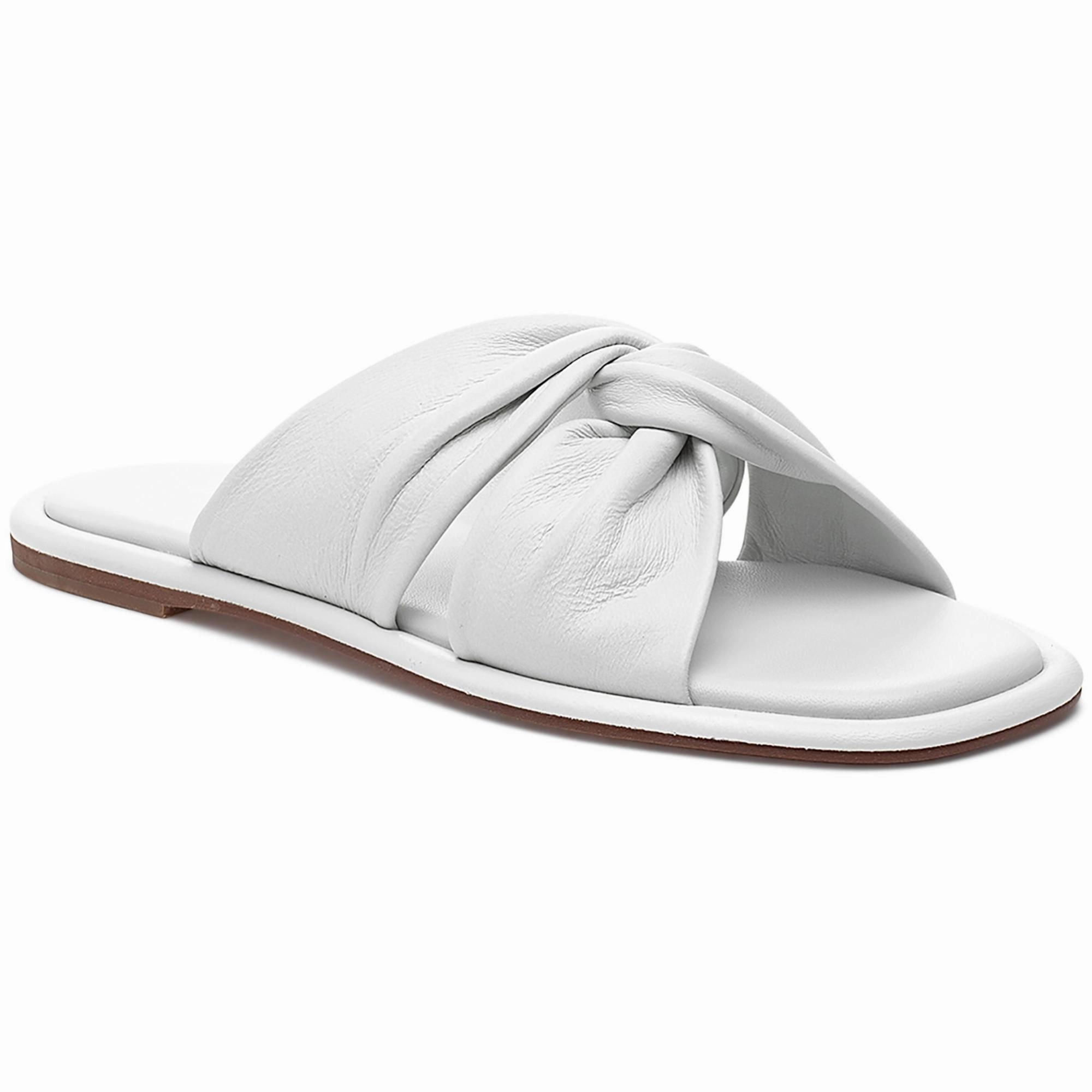 Womens Leather Slide Sandals