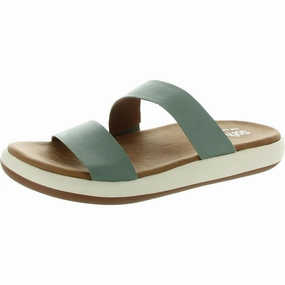 Womens Leather Slide Sandals