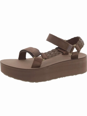 Womens Leather Slip On Wedge Sandals