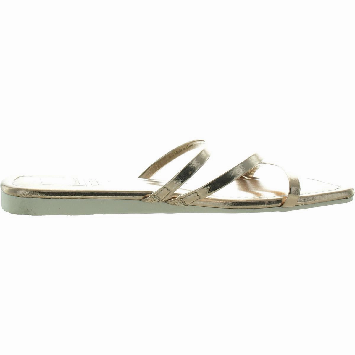 Womens Metallic Faux Leather Slide Sandals