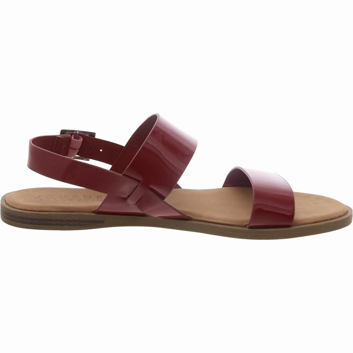 Womens Patent Leather Flat Ankle Strap