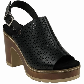 Womens Perforated Faux Leather Platform Sandals