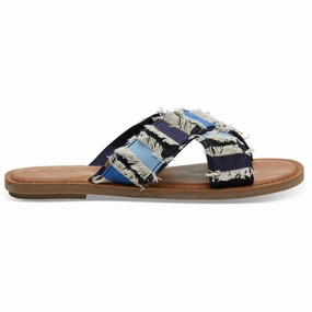 Womens Slip On Denim Slide Sandals