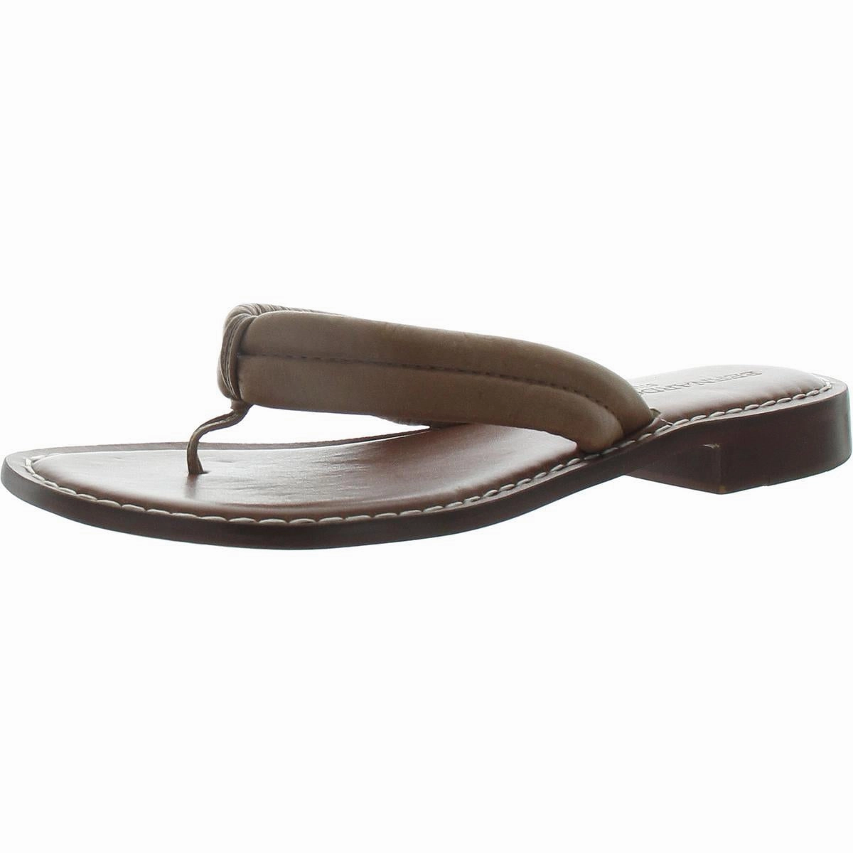 Womens Solid Leather Thong Sandals