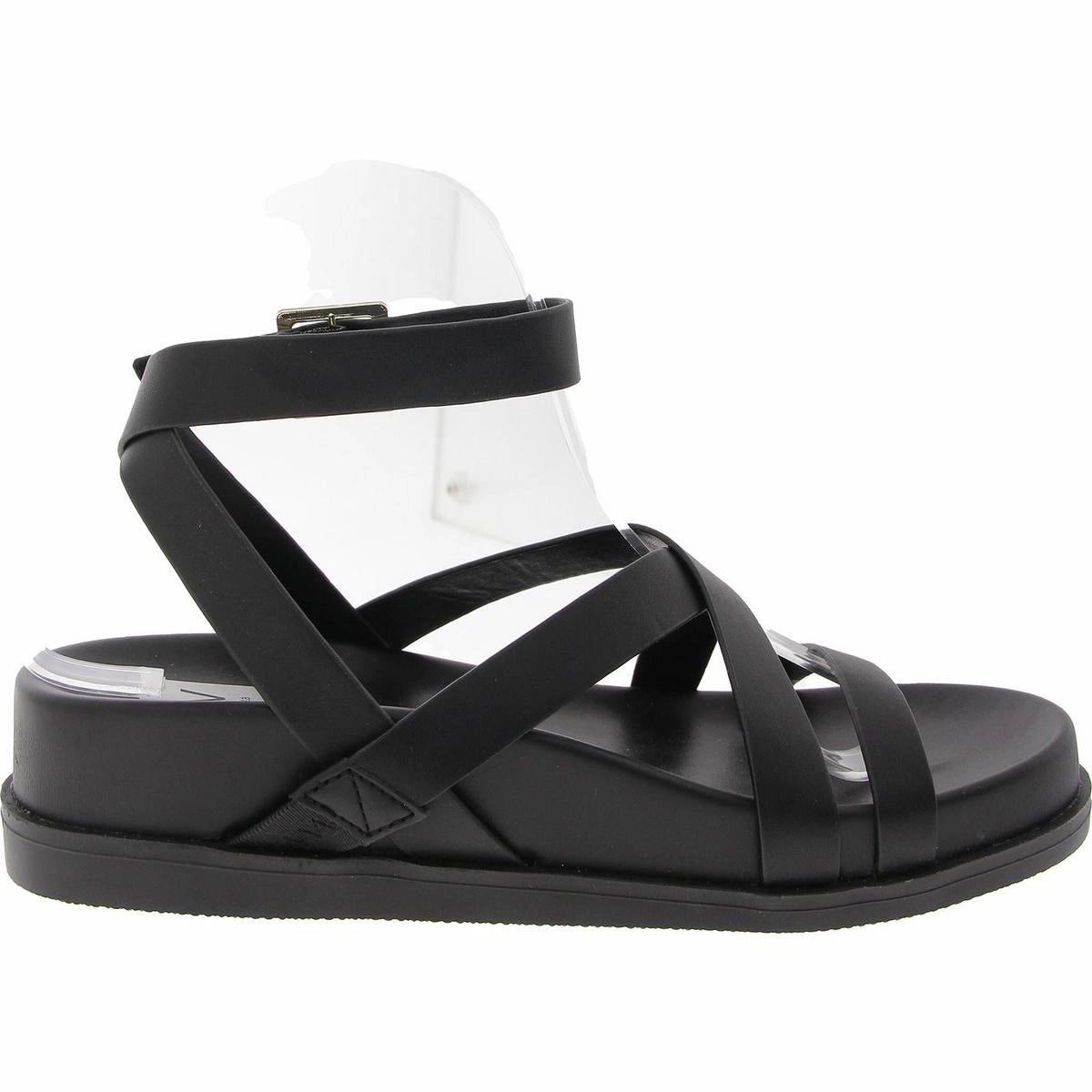 Womens Strappy Faux Leather Ankle Strap