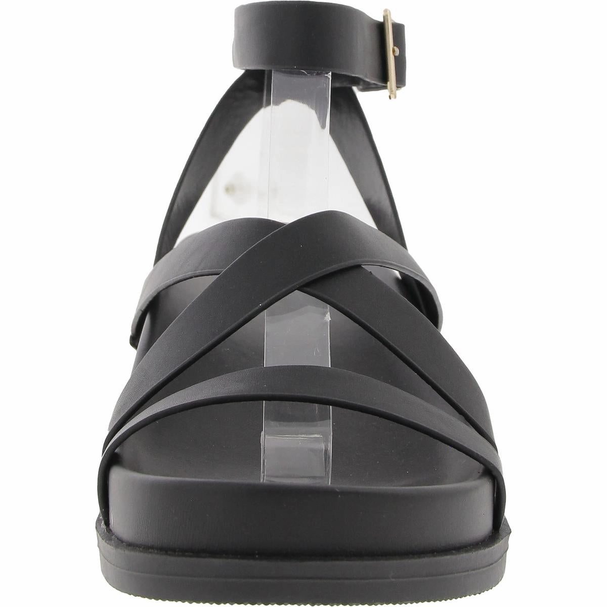 Womens Strappy Faux Leather Ankle Strap