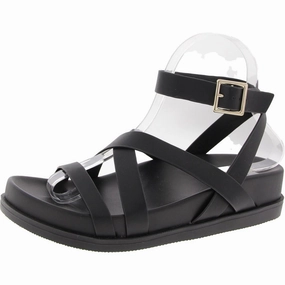 Womens Strappy Faux Leather Ankle Strap