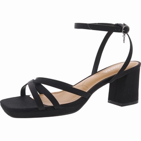 Womens Strappy Satin Block Heel