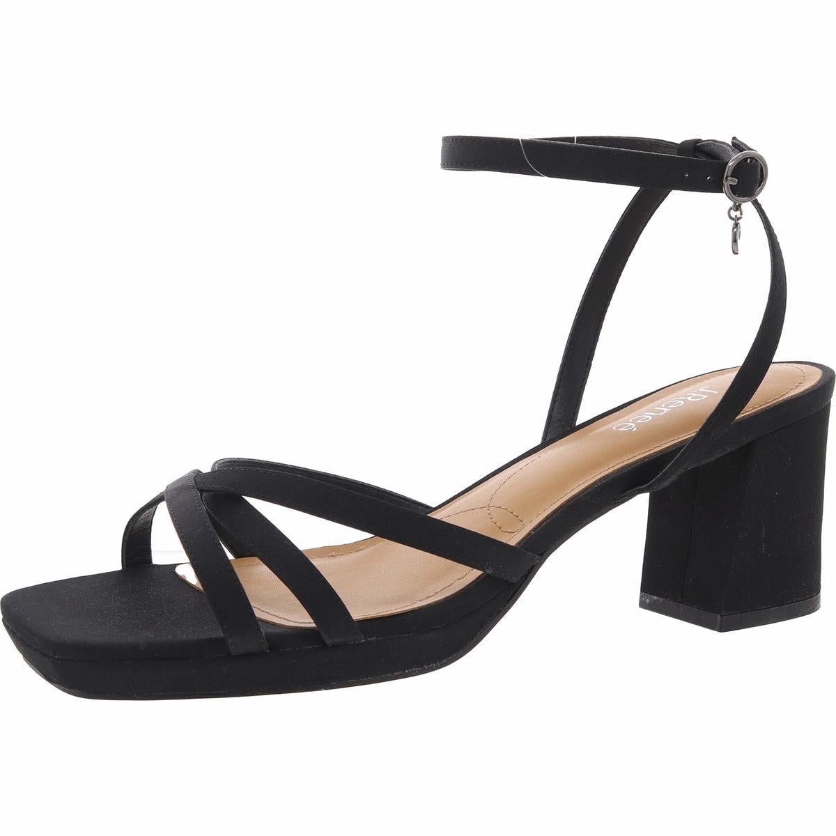 Womens Strappy Satin Block Heel
