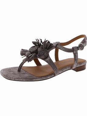 Womens Suede Adjustable Thong Sandals