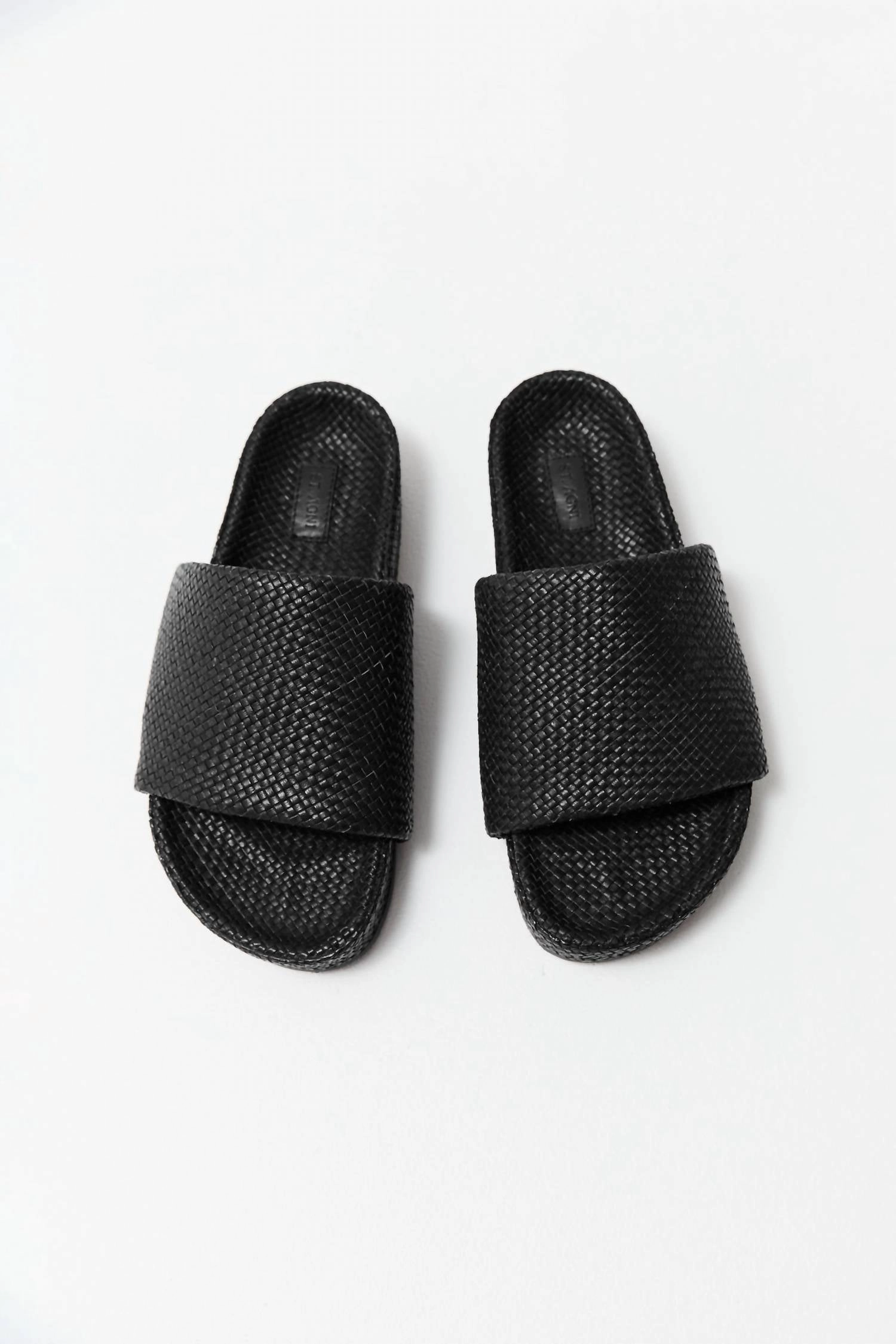 Woven Everyday Flatform Slide Sandal In Black