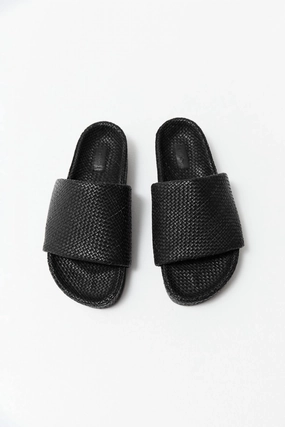 Woven Everyday Flatform Slide Sandal In Black