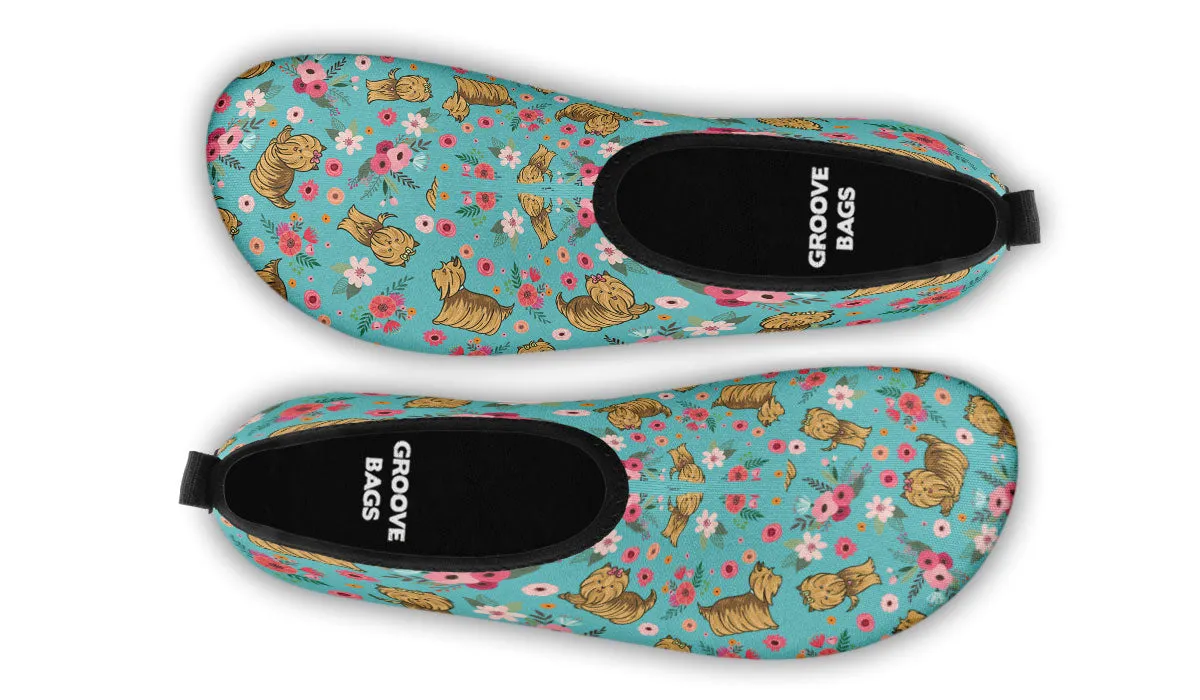 Yorkshire Terrier Flower Aqua Barefoot Shoes
