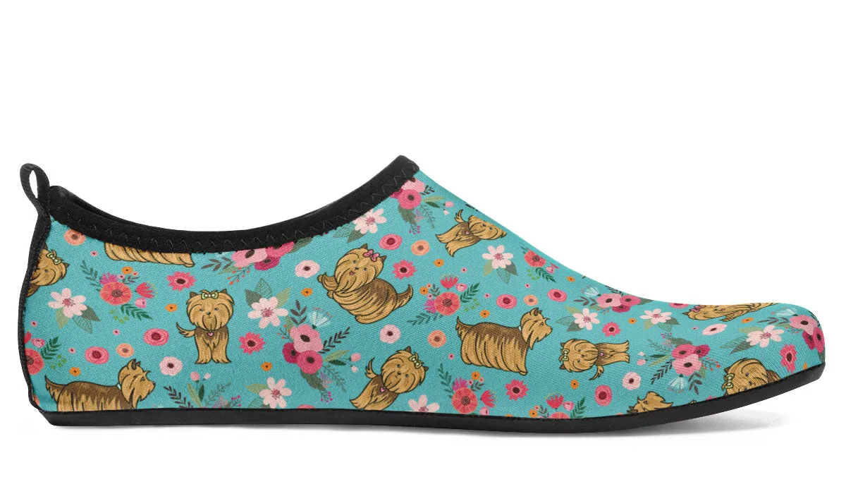 Yorkshire Terrier Flower Aqua Barefoot Shoes