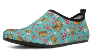 Yorkshire Terrier Flower Aqua Barefoot Shoes