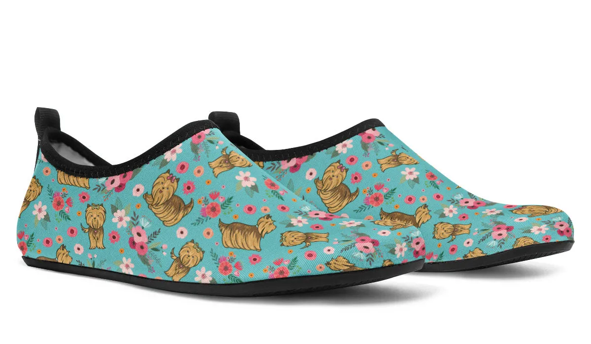 Yorkshire Terrier Flower Aqua Barefoot Shoes