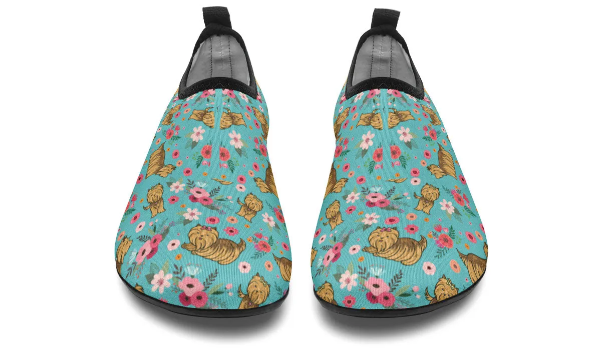 Yorkshire Terrier Flower Aqua Barefoot Shoes