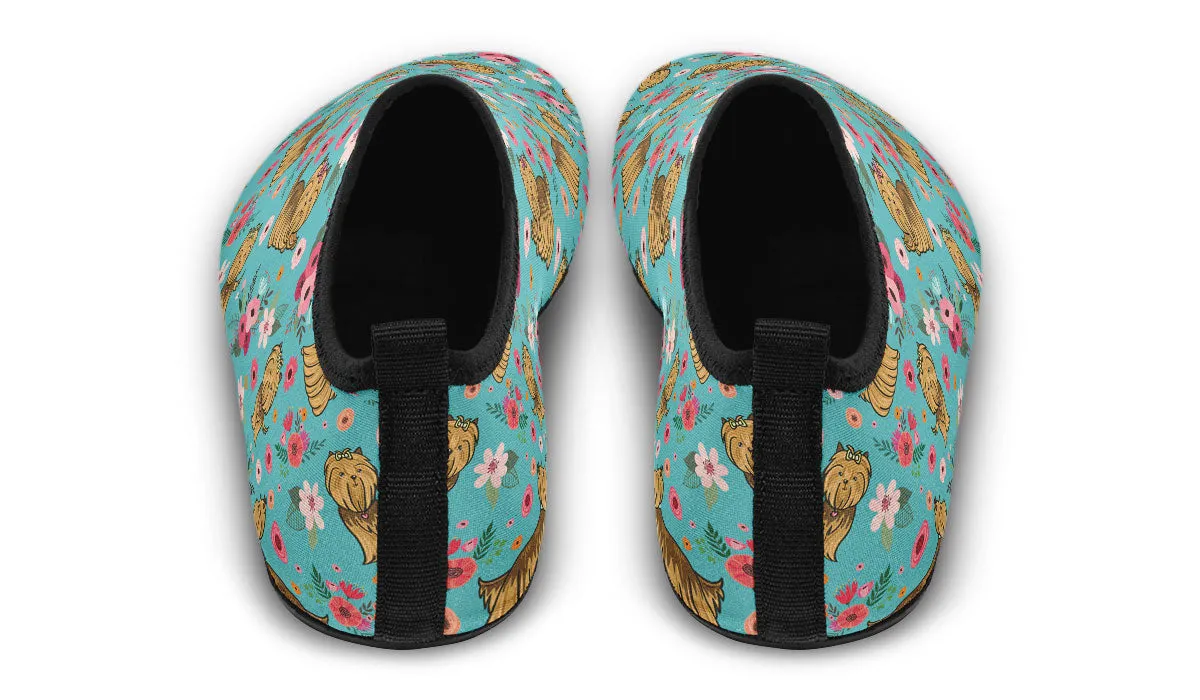 Yorkshire Terrier Flower Aqua Barefoot Shoes