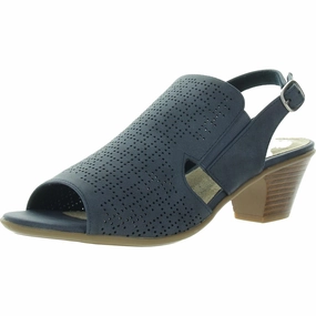 Zelma Womens Buckle Faux Leather Block Heel