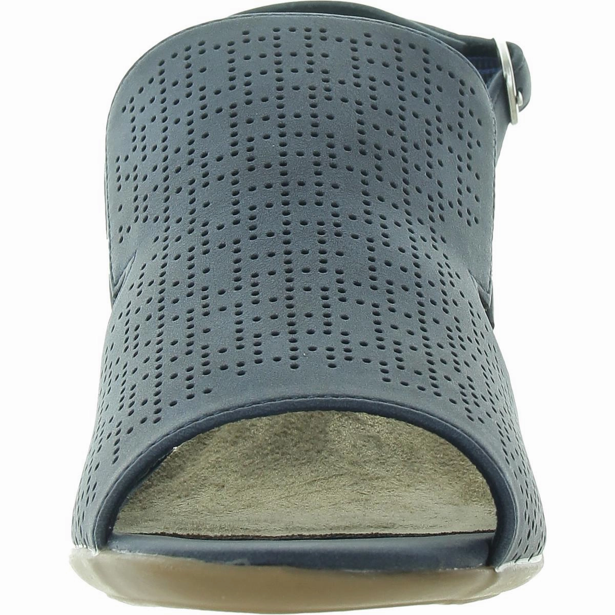 Zelma Womens Buckle Faux Leather Block Heel